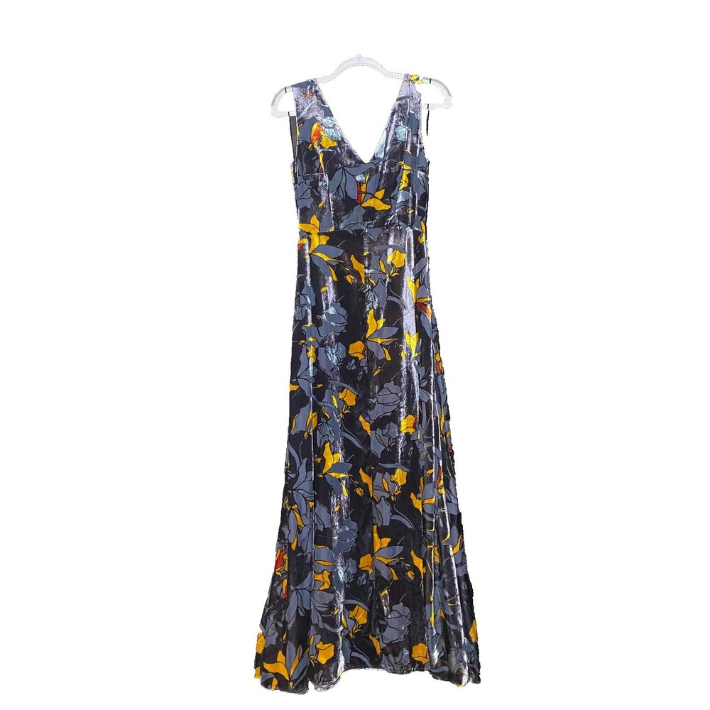 French Connection Women's Floral Print Velvet Maxi Dress Size 6 NWT